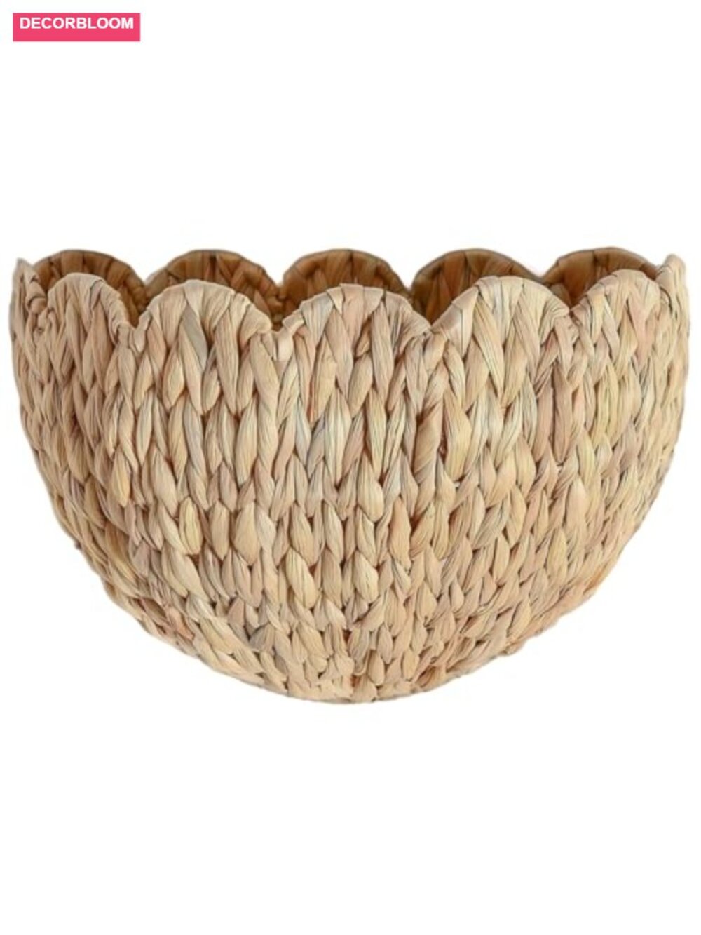 Scalloped Hanging Wicker Wall Basket Rustic Rattan Decor Storage